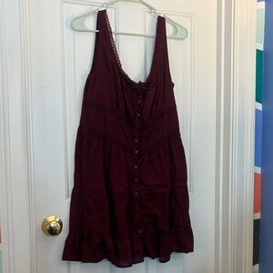 GAP Maroon Lace-Trimmed Dress